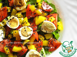 Овощной салат с перепелиными яйцами Овощной салат с перепелиными яйцами