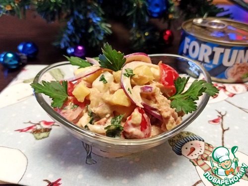 Овощной салат с тунцом и имбирём