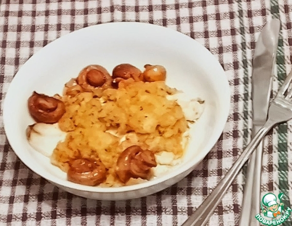 Paрэбит с морским окунем и грибами