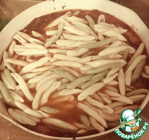 Паста с чили, фетой и укропом