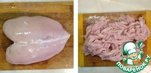 Паста с куриным филе и шампиньонами Паста с куриным филе и шампиньонами