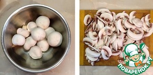 Паста с куриным филе и шампиньонами Паста с куриным филе и шампиньонами