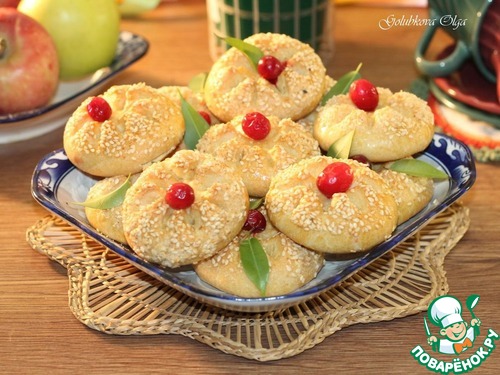 Печенье со вкусом ванили и жаренного кунжута Печенье со вкусом ванили и жаренного кунжута