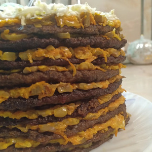 Печеночный торт с грибами