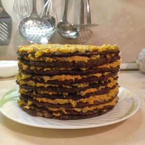 Печеночный торт с грибами