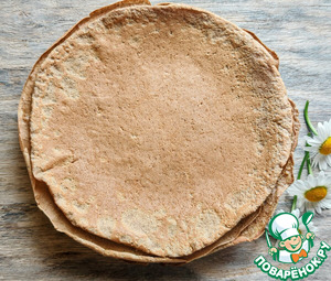 Печёночные блины с лисичками и сыром