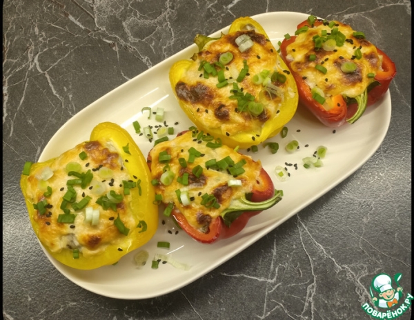 Перец, фаршированный фаршем и грибами Перец, фаршированный фаршем и грибами