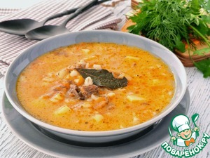 Перловый суп на костном бульоне