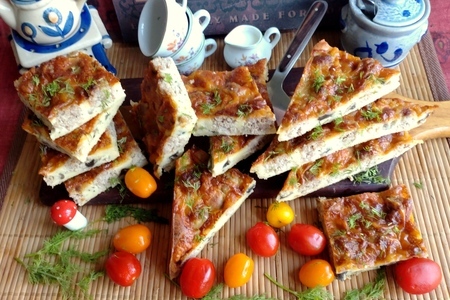 Пирог с фрикадельками и грибами