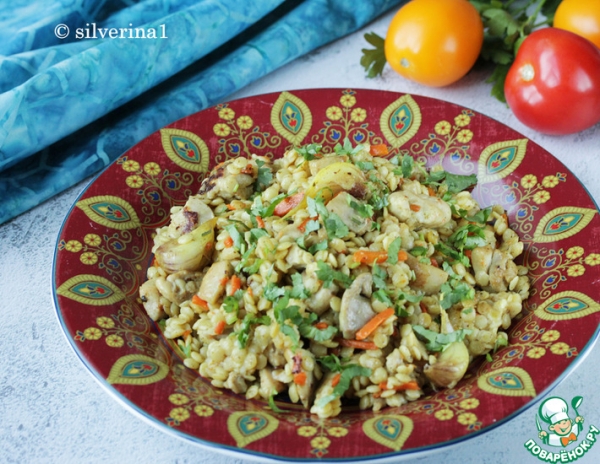 Плов из птитима с курицей