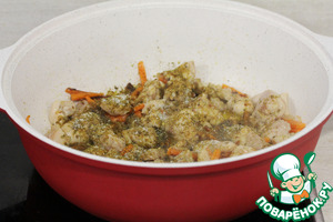 Плов из птитима с курицей