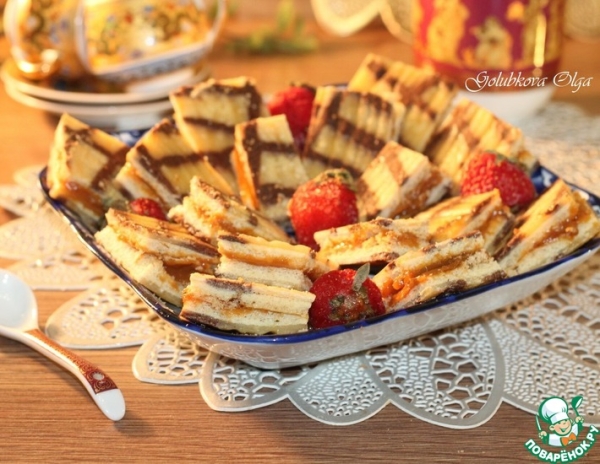 Полосатое пирожное с вареной сгущенкой Полосатое пирожное с вареной сгущенкой