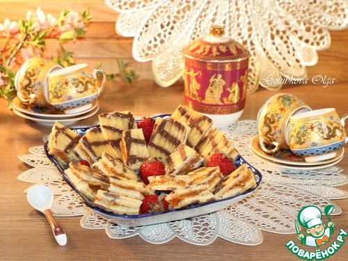 Полосатое пирожное с вареной сгущенкой Полосатое пирожное с вареной сгущенкой