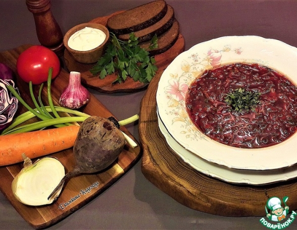 Постный борщ с краснокочанной капустой Постный борщ с краснокочанной капустой