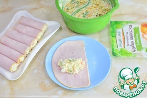 Праздничные рулеты из ветчины