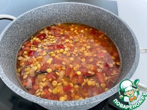 Рагу из баклажанов с зеленой чечевицей Рагу из баклажанов с зеленой чечевицей