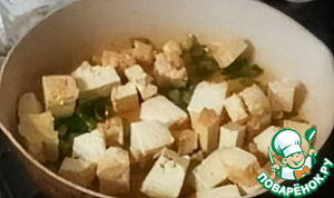 Рагу из тофу, ньокки с огурцами