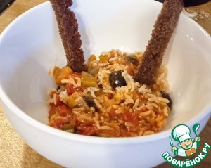 Рагу с луком-пореем и маслинами