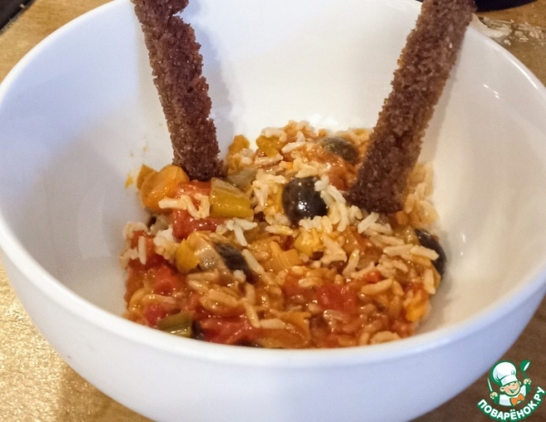 Рагу с луком-пореем и маслинами