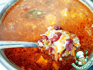 Рассольник с фасолью и пшеничной крупой