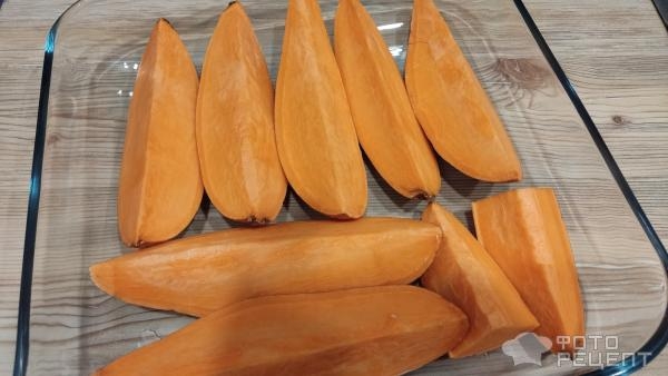 Рецепт: Батат запеченный в духовке - с сырно-чесночной начинкой