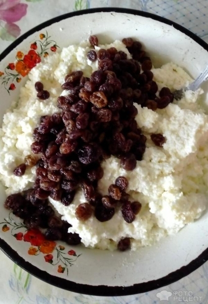 Рецепт: Блинчики с творогом - С изюмом. Рецепт: Блинчики с творогом - С изюмом.