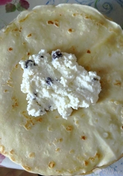 Рецепт: Блинчики с творогом - С изюмом. Рецепт: Блинчики с творогом - С изюмом.