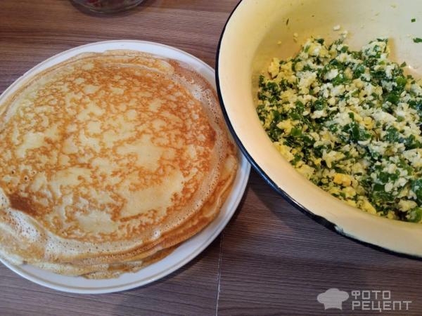 Рецепт: Блинные конвертики с начинкой - С зеленым луком и яйцом - альтернатива пирожкам! Рецепт: Блинные конвертики с начинкой - С зеленым луком и яйцом - альтернатива пирожкам!