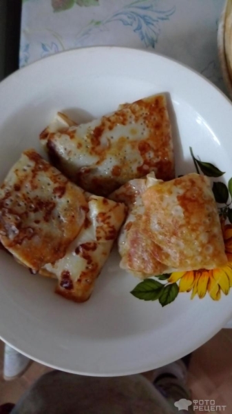 Рецепт: Блины с сочной мясной начинкой - С добавлением лука, моркови и тыквы. Рецепт: Блины с сочной мясной начинкой - С добавлением лука, моркови и тыквы.