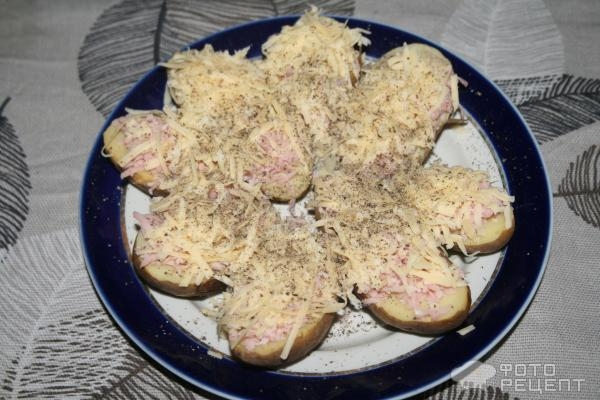 Рецепт: Фаршированный картофель - С ветчиной и сыром Рецепт: Фаршированный картофель - С ветчиной и сыром