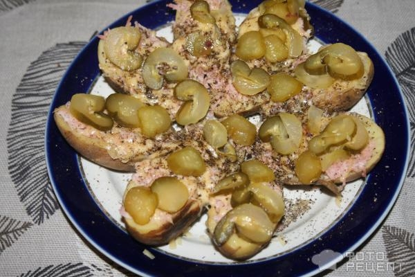 Рецепт: Фаршированный картофель - С ветчиной и сыром Рецепт: Фаршированный картофель - С ветчиной и сыром