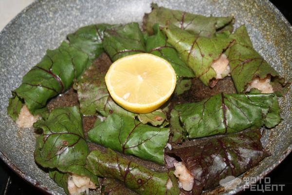 Рецепт: Голубцы из свекольных листьев - с молодой свекольной ботвой Рецепт: Голубцы из свекольных листьев - с молодой свекольной ботвой