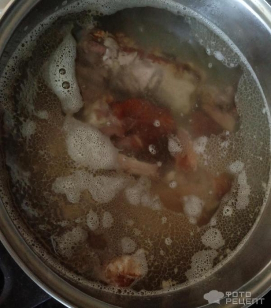 Рецепт: Гороховый суп с копчеными ребрышками - С копчено-вареными ребрышками Рецепт: Гороховый суп с копчеными ребрышками - С копчено-вареными ребрышками