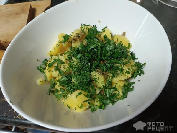 Рецепт: Греческий картофельный салат с каперсами - Без майонеза