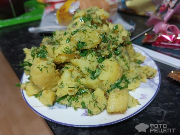 Рецепт: Греческий картофельный салат с каперсами - Без майонеза