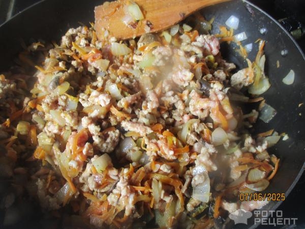 Рецепт: Гречка по-купечески - с грибами и фаршем Рецепт: Гречка по-купечески - с грибами и фаршем