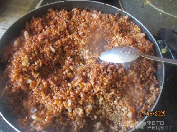 Рецепт: Гречка по-купечески - с грибами и фаршем Рецепт: Гречка по-купечески - с грибами и фаршем