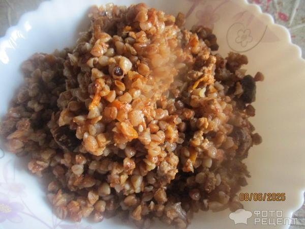 Рецепт: Гречка по-купечески - с грибами и фаршем Рецепт: Гречка по-купечески - с грибами и фаршем