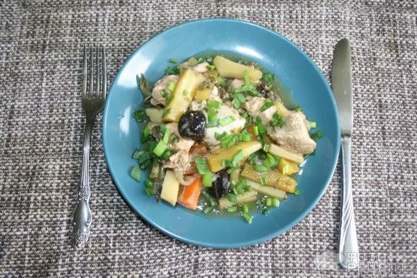 Рецепт: Индейка с овощами - с любистоком