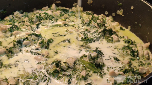 Рецепт: Индейка в сливочном соусе - со шпинатом Рецепт: Индейка в сливочном соусе - со шпинатом