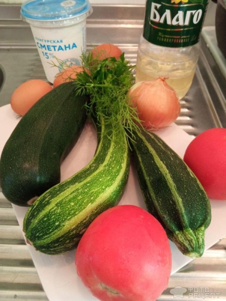 Рецепт: Кабачки обжаренные, в омлете - На сковороде, с зеленью.