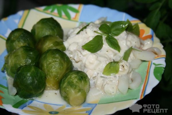 Рецепт: Кальмары в сливках - с яйцом