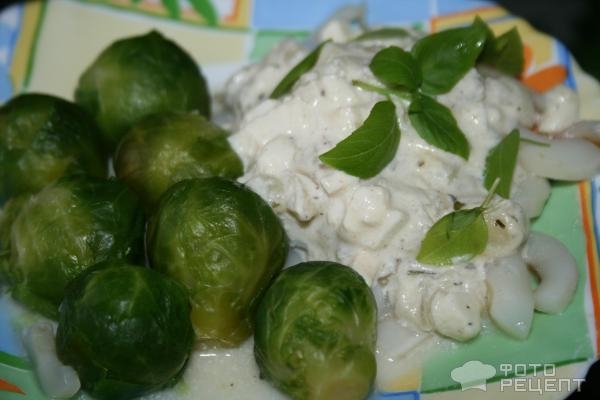 Рецепт: Кальмары в сливках - с яйцом