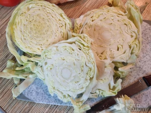 Рецепт: Капустный стейк запеченный с куриной грудкой - Вместо ленивых голубцов Рецепт: Капустный стейк запеченный с куриной грудкой - Вместо ленивых голубцов