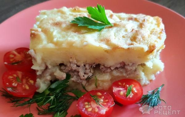 Рецепт: Картофельная запеканка с мясным фаршем - В духовке с жареным лучком и фаршем Рецепт: Картофельная запеканка с мясным фаршем - В духовке с жареным лучком и фаршем