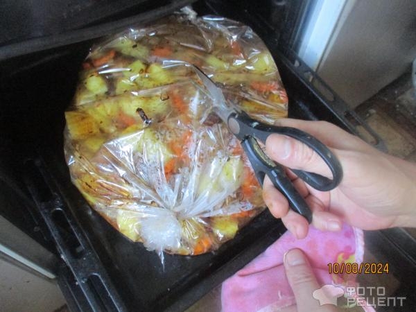 Рецепт: Картошка с мясом в рукаве - в духовке Рецепт: Картошка с мясом в рукаве - в духовке