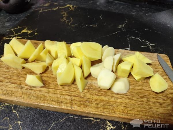 Рецепт: Картошка, тушеная с куриной грудкой - Сочное блюдо