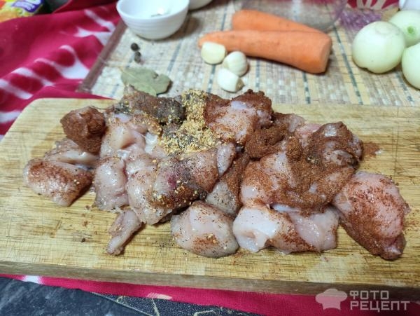 Рецепт: Картошка, тушеная с куриной грудкой - Сочное блюдо