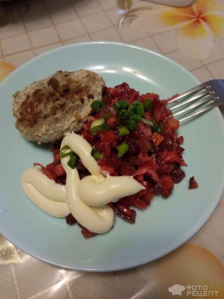 Рецепт: Классический винегрет с квашеной капустой - С красной фасолью Рецепт: Классический винегрет с квашеной капустой - С красной фасолью