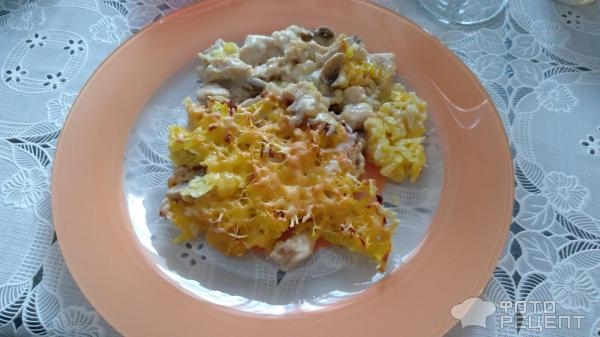 Рецепт: Куриное филе с картофелем в сливочном соусе - с грибами Рецепт: Куриное филе с картофелем в сливочном соусе - с грибами